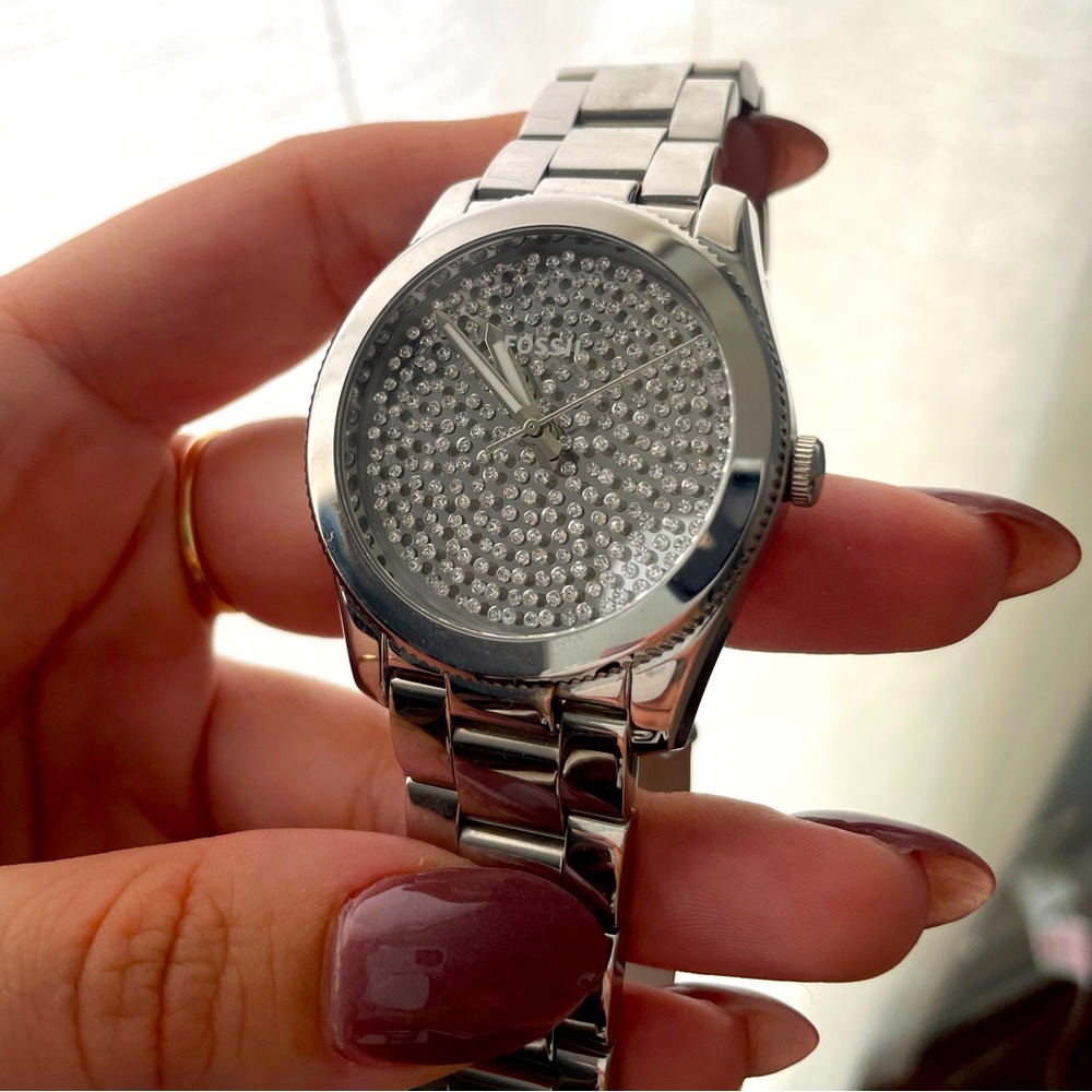Fossil Silver Rhinestone Watch